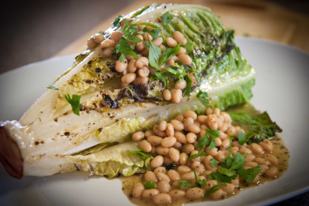 Grilled Romaine And Cannellini Beans